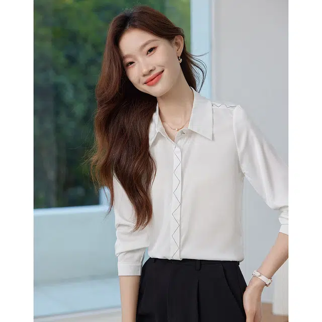 爱依莲 时尚舒适百搭短袖衬衫 女款 白色
