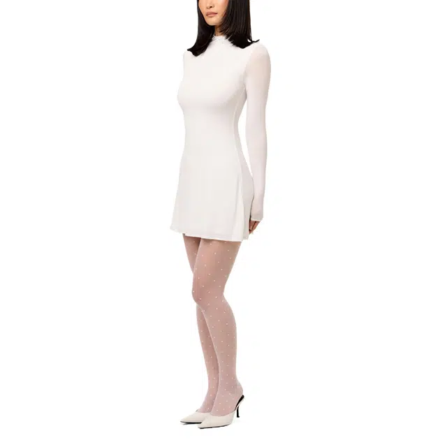 NAKED WARDROBE Mock Neck A-Line Mini Dress Micro Modal