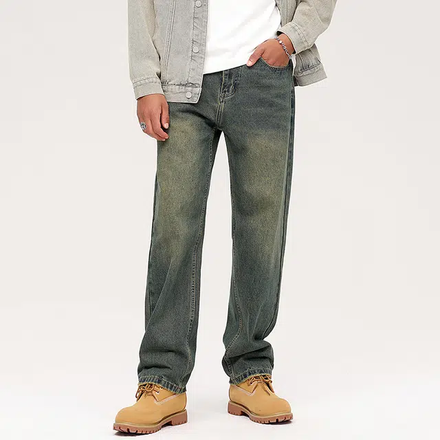 金盾 春秋季男长裤复古潮流街头宽松牛仔裤 男款