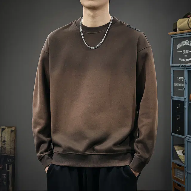 前进牛 美式经典复古潮流重磅渐变水洗中性风秋季高级感潮牌宽松休闲户外百搭长袖上衣卫衣 男款