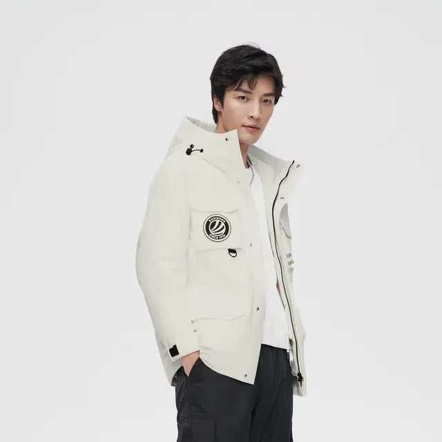 波司登 连帽工装大口袋反光条中长款羽绒服 男款