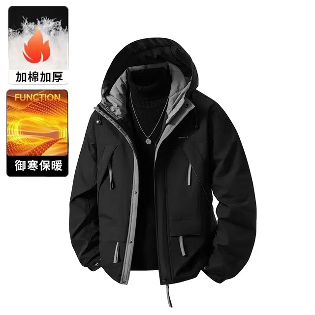 金盾 夹克上衣外套休闲时尚户外欧美式加棉弹力运动加厚长袖棉服 男款