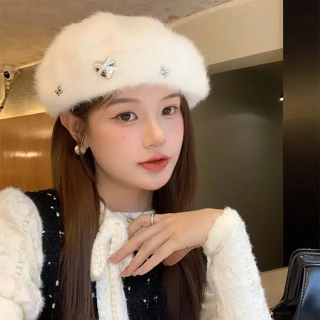 恩僾德 小众百搭高颜值子日系氛围感画家帽显脸小潮 涤纶 贝雷帽 男女同款情侣款