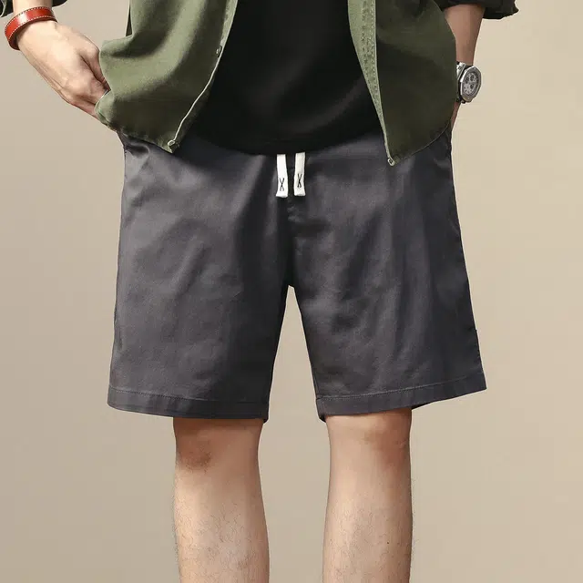格蓝鹿 简约宽松休闲日常通勤简约直筒抽绳工装短裤 男女同款 基础色（黑灰白等）