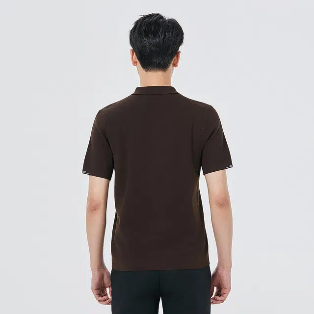 利郎 品位商务纯色翻领休闲通勤短袖打底衫秋季毛衣 男款