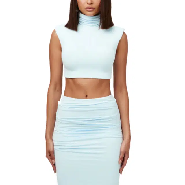 NAKED WARDROBE Turtleneck Sleeveless Crop Top NW