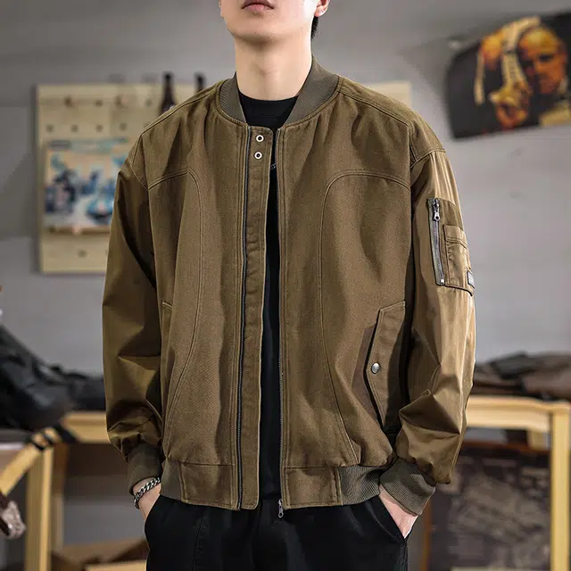 遨宇 美式休闲复古潮牌水洗极简风宽松纯棉户外百搭痞帅夹克外套 男女同款