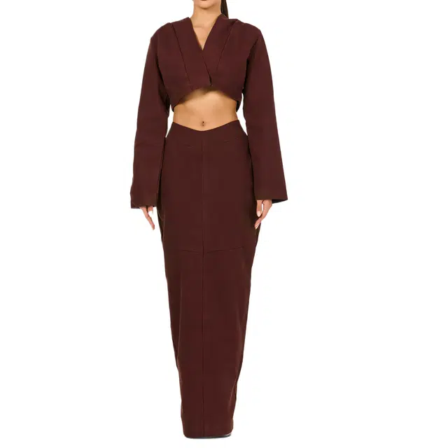NAKED WARDROBE Canvas V-Waist Maxi Skirt