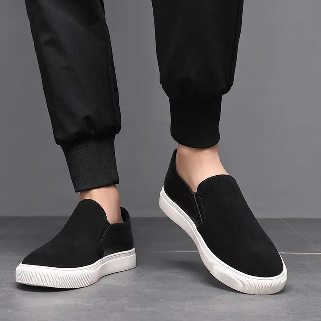 年走索 二层牛皮 休闲一脚蹬懒人通勤百搭 耐磨 板鞋 男款