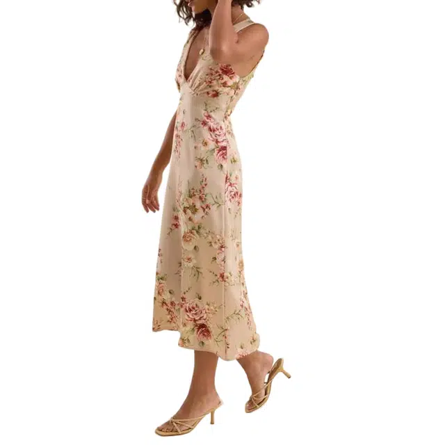 ALTAR'D STATE Andie Floral Satin Midi Dress