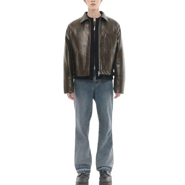 BESLOW FAUX LEATHER WORK JACKET