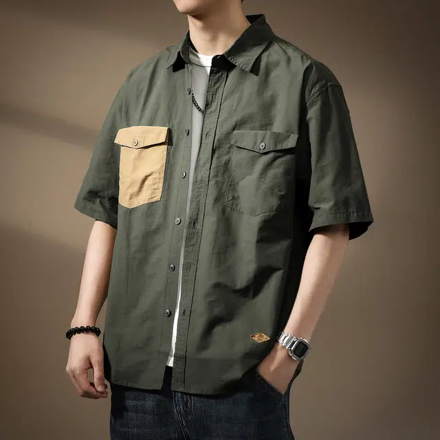 贵色 美式高级感时尚时髦简约潮流休闲短袖衬衫 男女同款