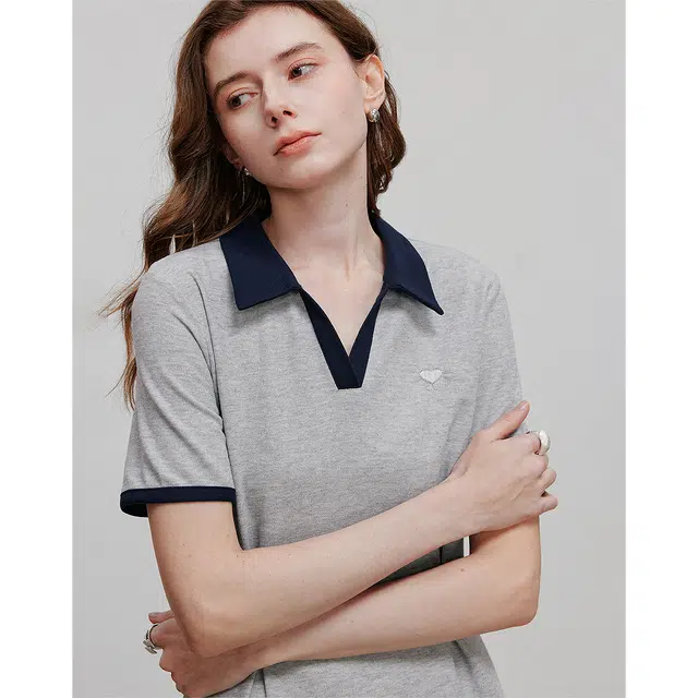 初语 复古美式爱心图案收腰短袖连衣裙 女款