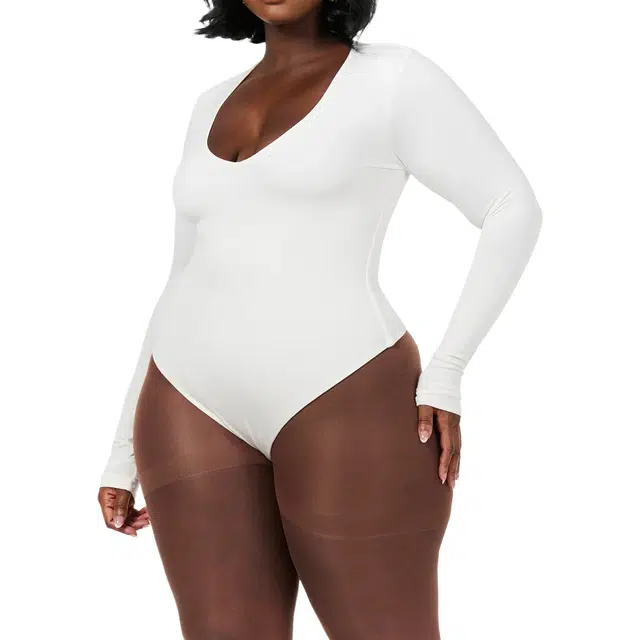 NAKED WARDROBE NW Sculpt V-Neck Bodysuit Curve