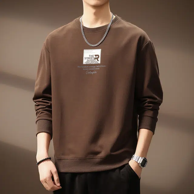 贵色 美式复古青少年学院风简约印花长袖时尚潮流百搭立体裁剪设计圆领休闲打底卫衣 男女同款