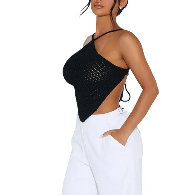 NAKED WARDROBE The Crochet Halter Top Crochet