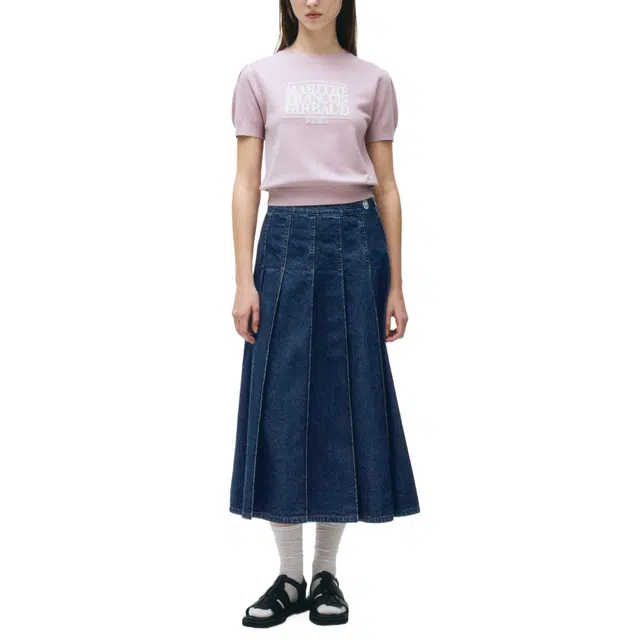 MARITHE FRANCOIS GIRBAUD W DENIM PLEATS SKIRT