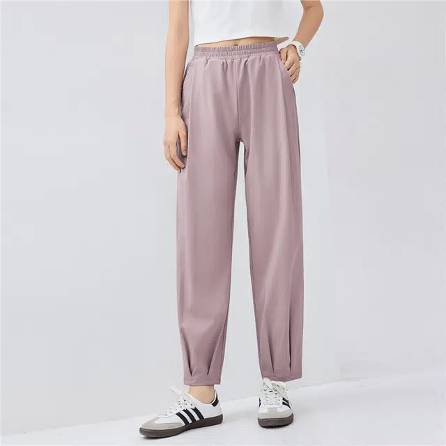 佐丹奴 四面弹梭织压褶薄九分裤休闲裤 女款