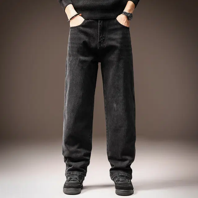 贵色 美式潮流复古高街直筒垂感阔腿休闲宽松牛仔裤 男女同款