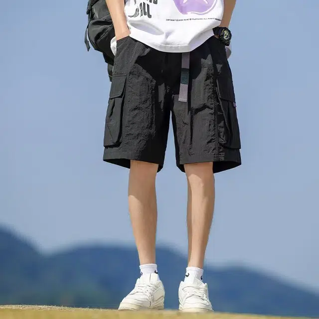 金盾 情侣工装美式大口袋运动休闲短裤 男女同款