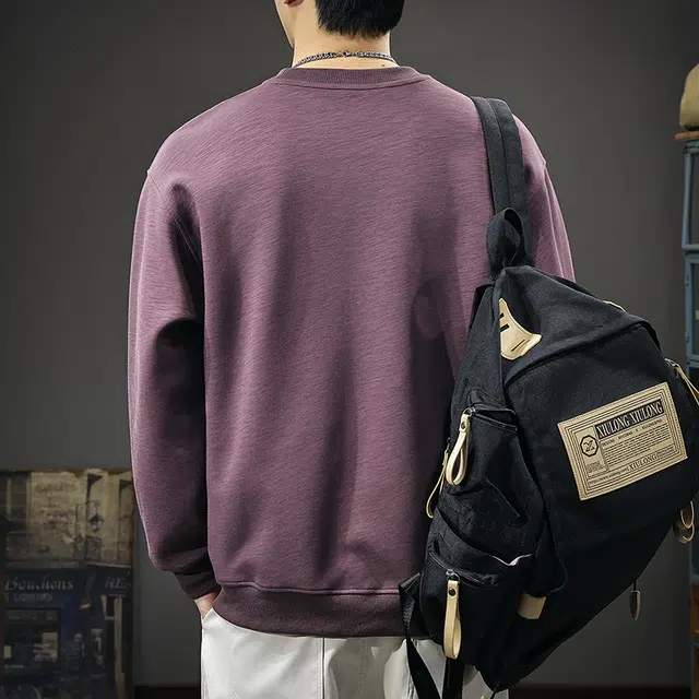 前进牛 秋季美式复古经典潮流潮牌字母刺绣极简风纯棉宽松圆领简约休闲户外百搭长袖卫衣 男款