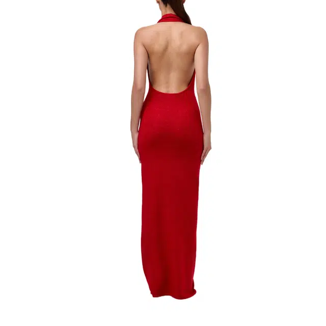NAKED WARDROBE Boucl Knit Halter Maxi Dress Knits