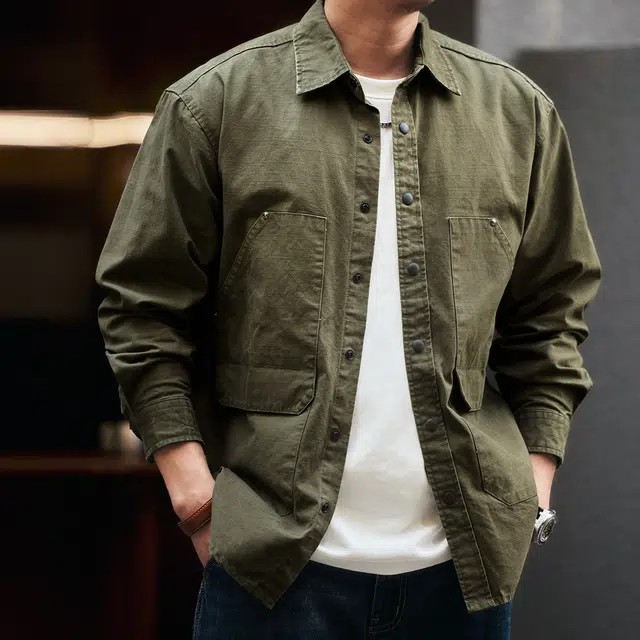 格蓝鹿 潮流时尚复古设计感高街个性帅气休闲日常出行穿搭工装长袖衬衫 男女同款