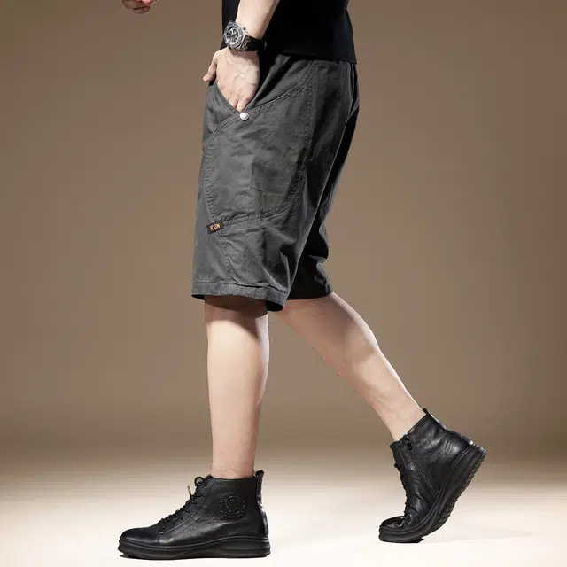 贵色 夏季 高街水洗美式宽松做旧纯色舒适透气潮牌五分裤百搭工装短裤 男女同款 基础色（黑灰白等）