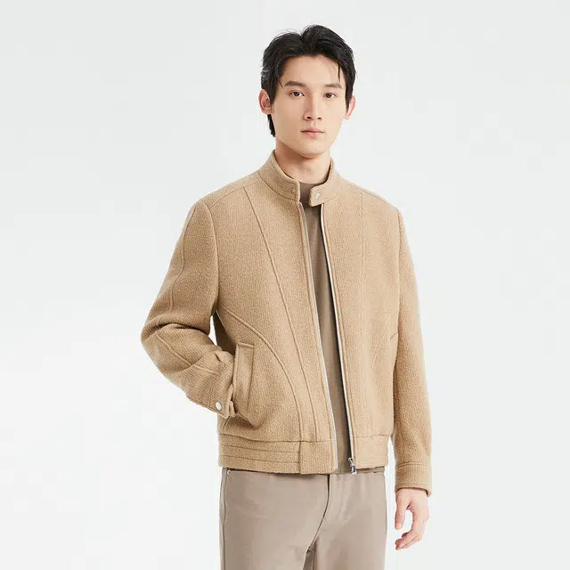 利郎 纯色商务休闲百搭立领长袖大衣 男款