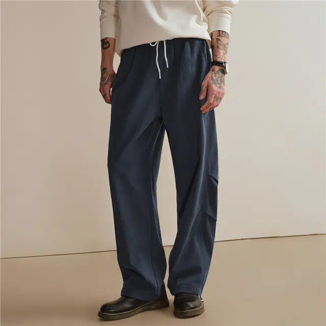 佐丹奴 收褶可束脚抽绳松紧腰梭织伞兵裤休闲裤 男款