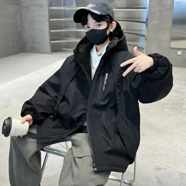 雅鹿棉衣 长袖连帽舒适简约 青少年