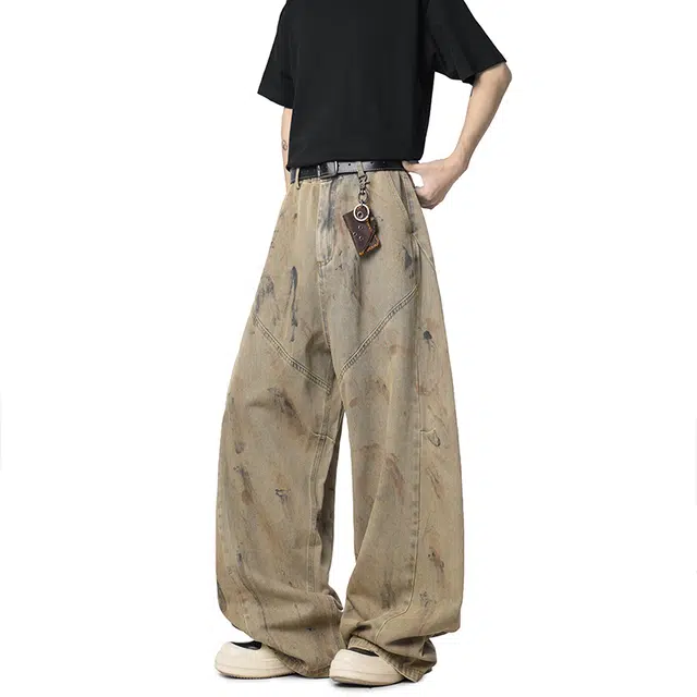 金盾 夏季弯刀裤美式潮牌牛仔裤 男女同款