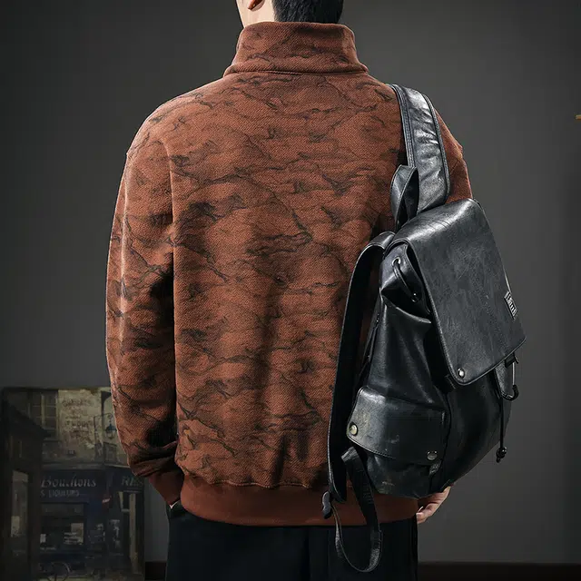 前进牛 秋季美式经典复古潮流高端长袖极简风潮牌双拉链立领痞帅宽松休闲户外百搭上衣卫衣 男款