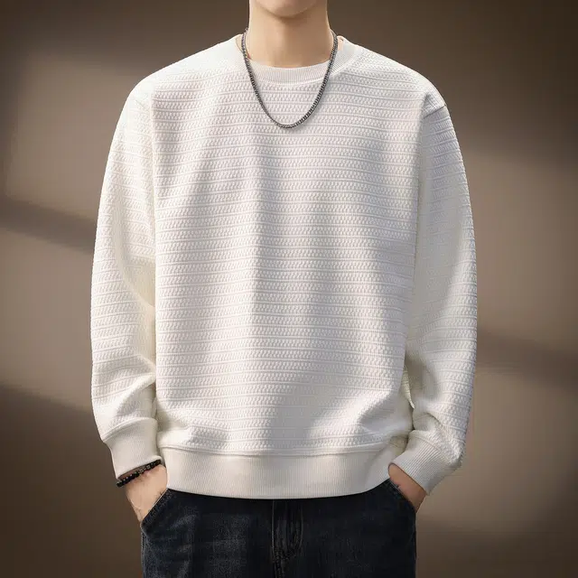 贵色 日系纯色简约轻奢肌理感老钱风长袖潮流时尚百搭学院风宽松休闲上衣卫衣 男女同款