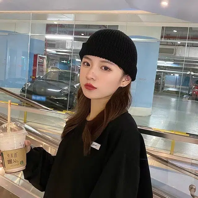 恩僾德 美式高街大头围小众百搭高颜值简约包头保暖显脸小潮牌 腈纶混纺 绒线帽 男女同款情侣款