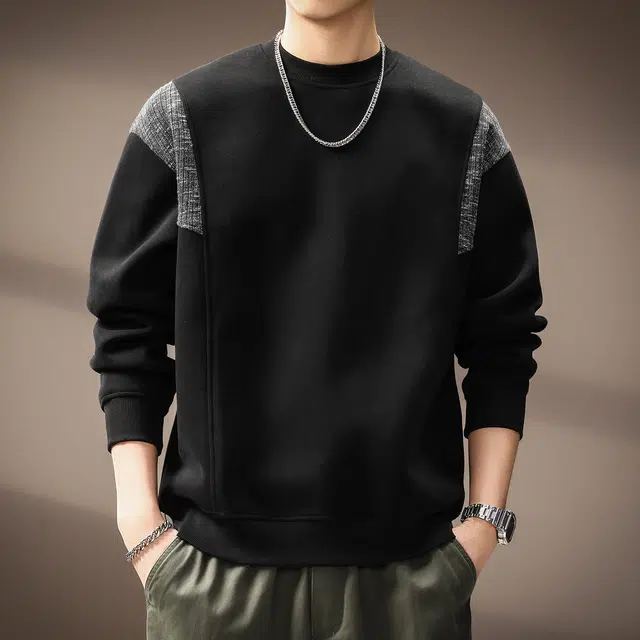 贵色 高端日系潮流城市机能设计感撞色拼接重磅宽松百搭废土风休闲上衣卫衣 男女同款