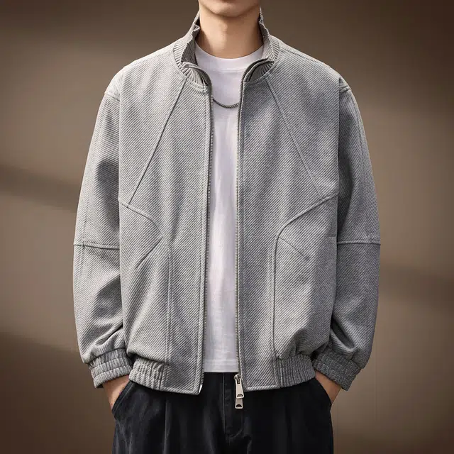 贵色 穿搭美式高街风复古运动潮流百搭拼接纹理休闲立领夹克外套 男女同款