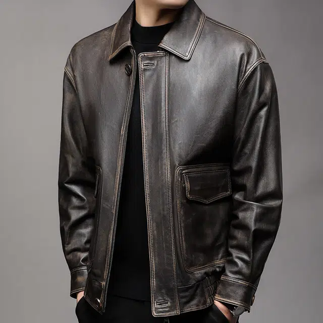 太子龍 品牌外套春秋潮流美式复古时尚宽松高端品质皮衣 男款