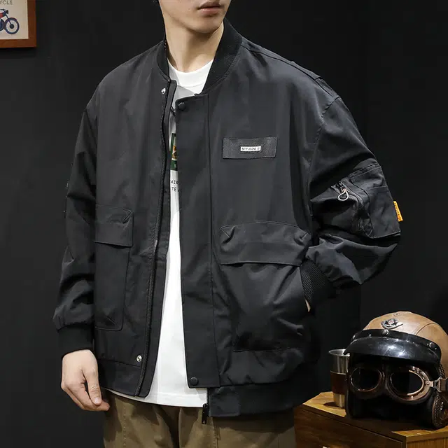 炳盛  夹克男工装大码休闲飞行服秋季户外防风外套上衣棒球服 男女同款