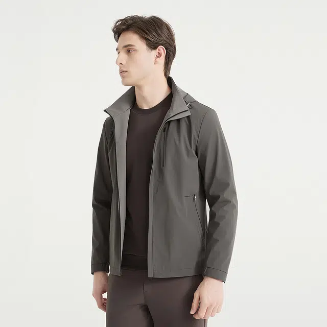 利郎 户外休闲风百搭防泼水外套可脱卸帽长袖风衣 男款
