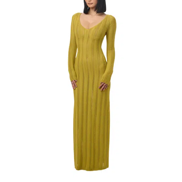 NAKED WARDROBE Knit V-Neck Maxi Dress