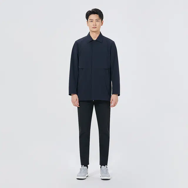 利郎 商务休闲纯色质感简约百搭翻领秋季风衣 男款