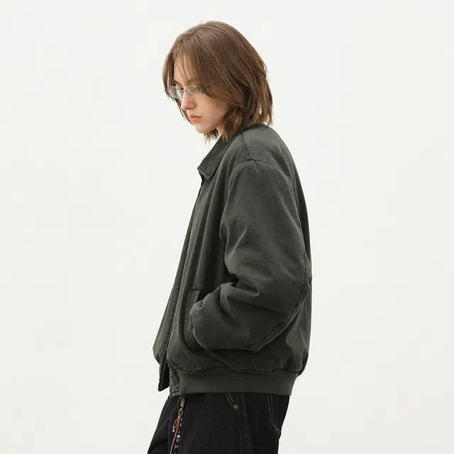 714STREET Simple Series Workwear Sherpa Canvas Jacket