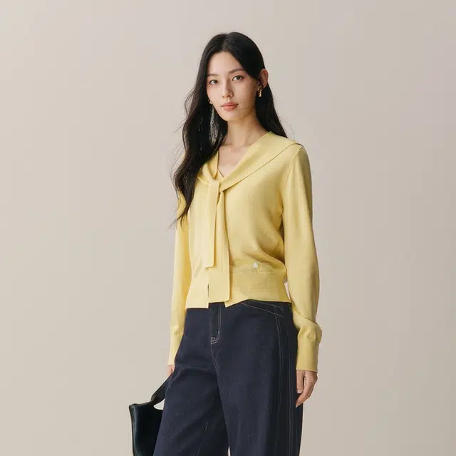 太平鸟 羊毛混纺水手领开衫时尚简约休闲针织衫 女款