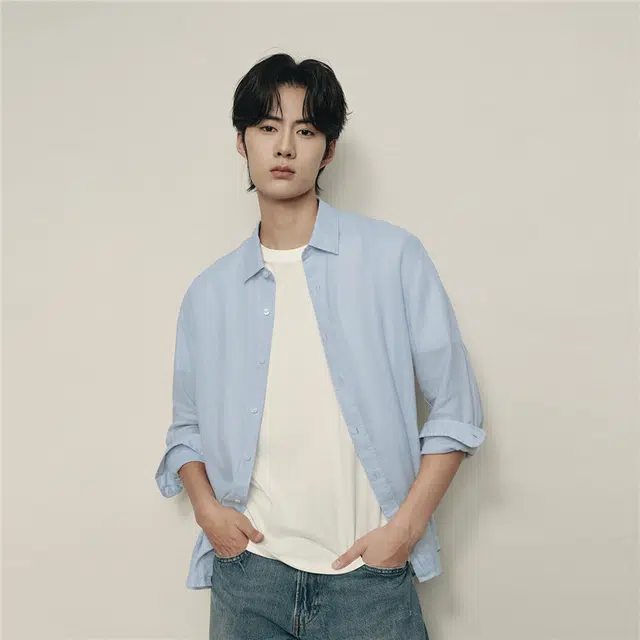 佐丹奴 韩国款天然亚麻梭织休闲长袖衬衫 男款
