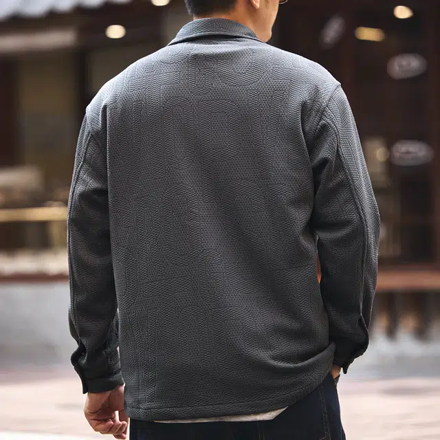 格蓝鹿 日常通勤松弛感肌理感休闲宽松复古做旧长袖衬衫 男女同款