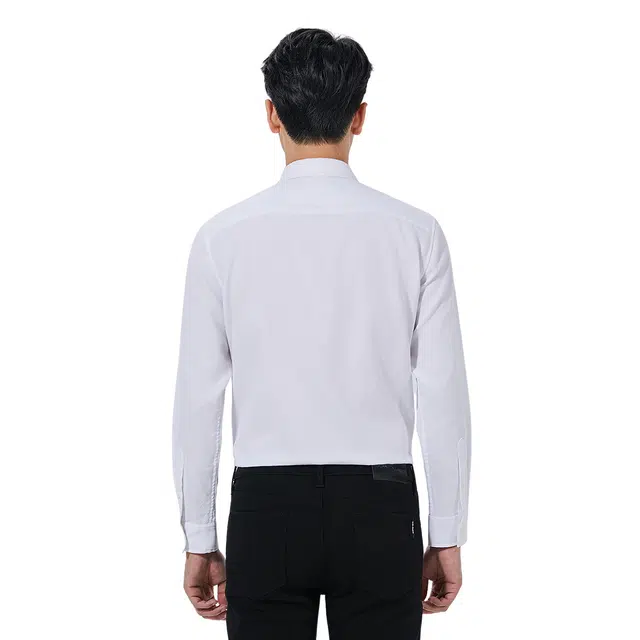 利郎 都市休闲纯色质感尖领舒适简约长袖衬衫 男款