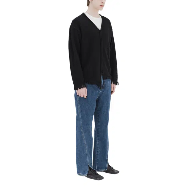 BESLOW FRONT SLIT DENIM PANTS WASHED