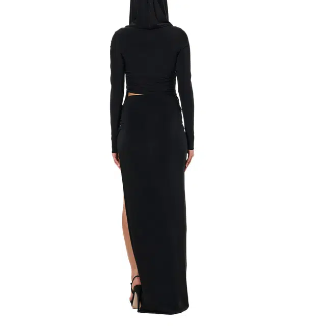 NAKED WARDROBE Hourglass Ruched Maxi Skirt