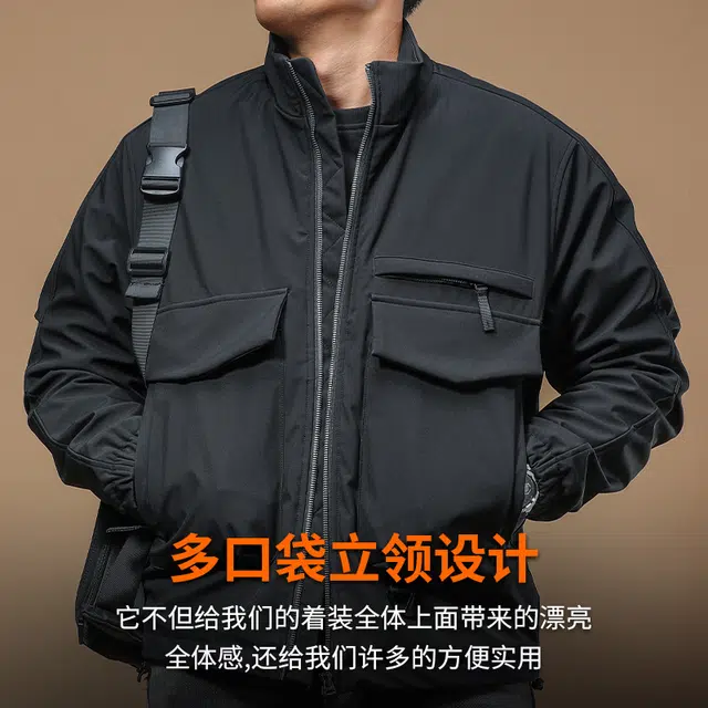 季言 立领加厚保暖防水透气短款棉服 男款